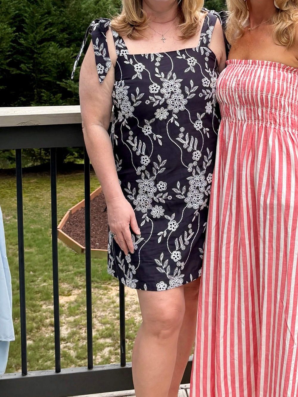 LOFT Navy Floral Tie-Shoulder Mini Dress